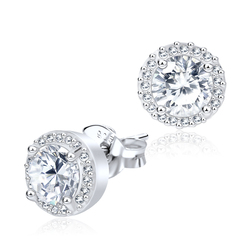 Perfect Roundy CZ Silver Ear Stud STS-3274